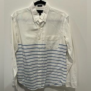 J.Crew Slim-Fit Oxford Button Down in White w/ Blue Stripes - Men’s (M)